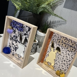 Πασχαλινό ξύλινο καδράκι κουνέλι silver cod1 - plexi glass, διακοσμητικά, ξύλινα διακοσμητικά - 4