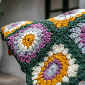 Κουβέρτα με μοτίφ της γιαγιάς/ Granny square blanket - ακρυλικό, διακόσμηση σαλονιού, κουβέρτες
