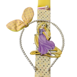 Λαμπάδα πλακέ με ηρωίδα παραμυθιού (Ραπουνζέλ) - μαγνητάκι & στέκα μαλλιών - κορίτσι, λαμπάδες, πριγκίπισσες, ήρωες κινουμένων σχεδίων - 2