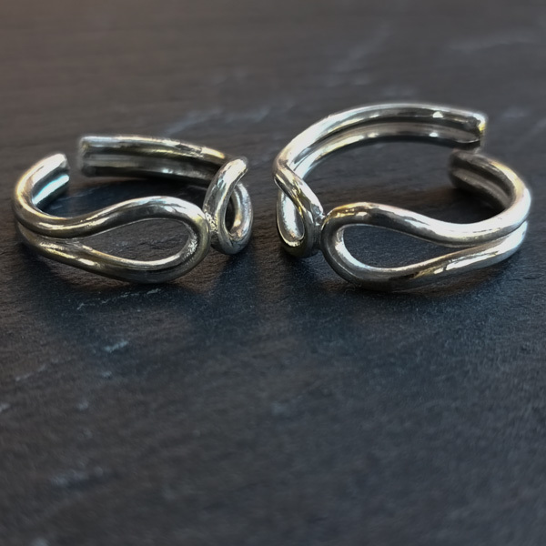 Δαχτυλίδια για ζευγάρι επίχρυσα - επάργυρα - επιχρυσωμένα, ορείχαλκος, επάργυρα, unisex, αυξομειούμενα - 3