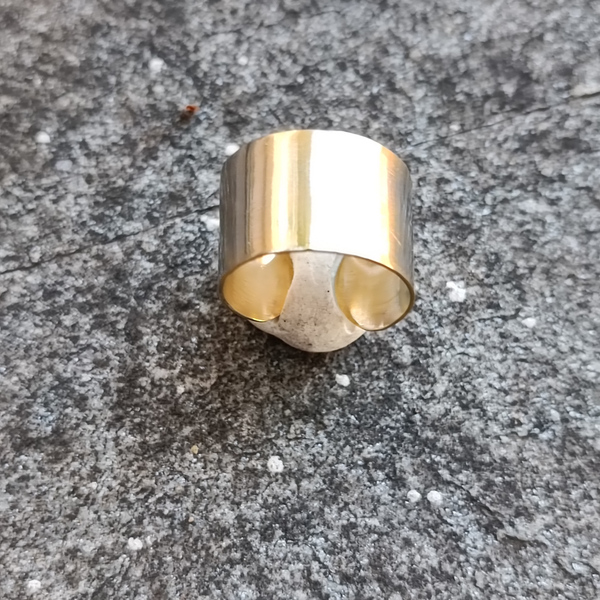 Πλατύ επίχρυσο δαχτυλίδι - επιχρυσωμένα, ορείχαλκος, boho, αυξομειούμενα, φθηνά - 5