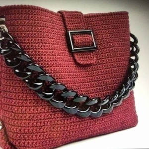 Red : all day, πλεκτή τσάντα ώμου μικρή, tote, νήμα polyester 2mm, διαστασεις25cm-8cm-23cm - νήμα, ώμου, all day, tote, πλεκτές τσάντες - 2