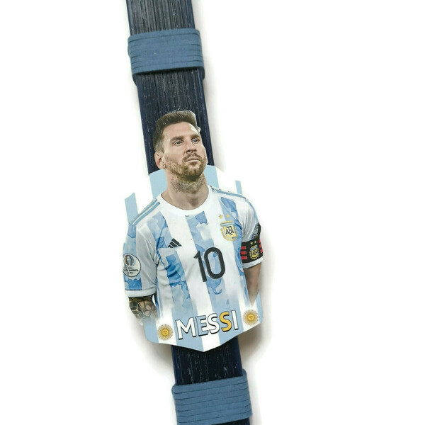 Αρωματική μπλε λαμπάδα με ξύλινη φιγούρα τον Λιονελ Μεσι Messi, 32 εκατοστά. - αγόρι, λαμπάδες, για παιδιά, για ενήλικες, για εφήβους - 2