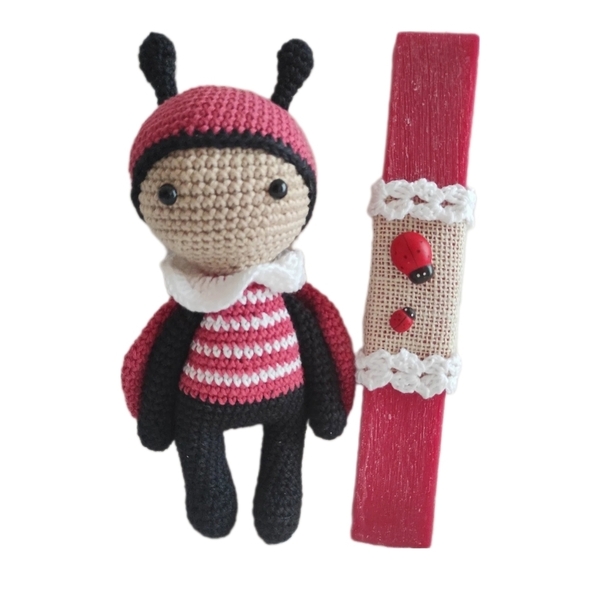 Χειροποίητη λαμπάδα πλεκτή πασχαλίτσα 22cm - crochet, λούτρινα, amigurumi, για παιδιά, πλεκτό ζωακι