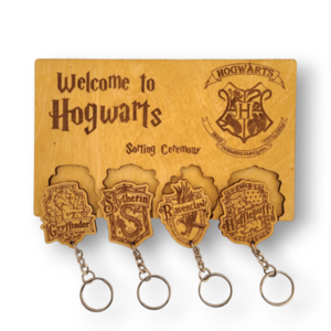 Κλειδοθήκη με puzzle μπρελόκ Hogwarts - Harry Potter Inspired - ξύλο, σπιτιού - 2