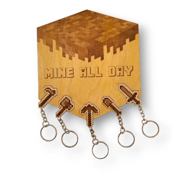 Κλειδοθήκη - puzzle μπρελόκ ''Minecraft'' - ξύλο, σπιτιού