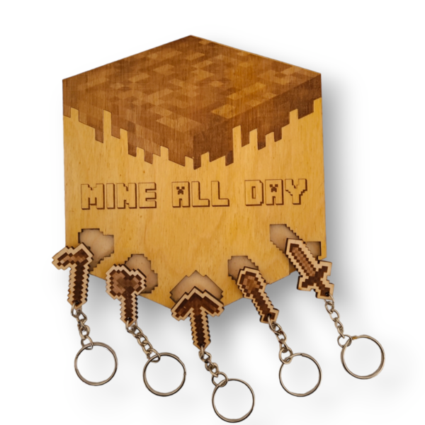 Κλειδοθήκη - puzzle μπρελόκ ''Minecraft'' - ξύλο, σπιτιού - 2