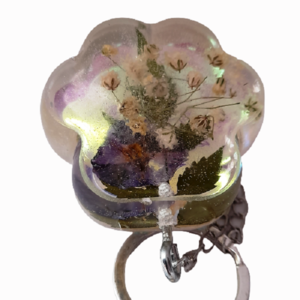 Μπρελόκ γατοπατουσάκια με ροδοχρωσίτη και λουλούδια 4,50 εκ Χ 4,50 εκ Χ 2,50 εκ. - ημιπολύτιμες πέτρες, ρητίνη, ζευγάρια, σπιτιού - 4