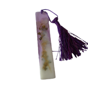 Σελιδοδείκτης με μωβ ορτανσία από υγρό γυαλί - χειροποίητα, σελιδοδείκτες, εποξική ρητίνη