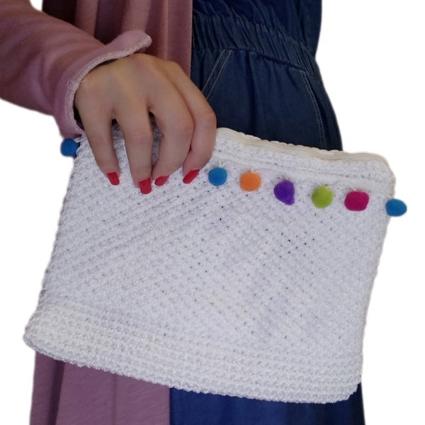 Boho purse with zipper - νήμα, all day, χειρός, πλεκτές τσάντες, μικρές - 4