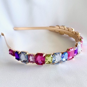 Στέκα Crystal Gem - με πολύχρωμες κρυστάλινες πέτρες - ημιπολύτιμες πέτρες, μέταλλο, στέκες, headbands - 5
