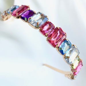 Στέκα Crystal Gem - με πολύχρωμες κρυστάλινες πέτρες - ημιπολύτιμες πέτρες, μέταλλο, στέκες, headbands