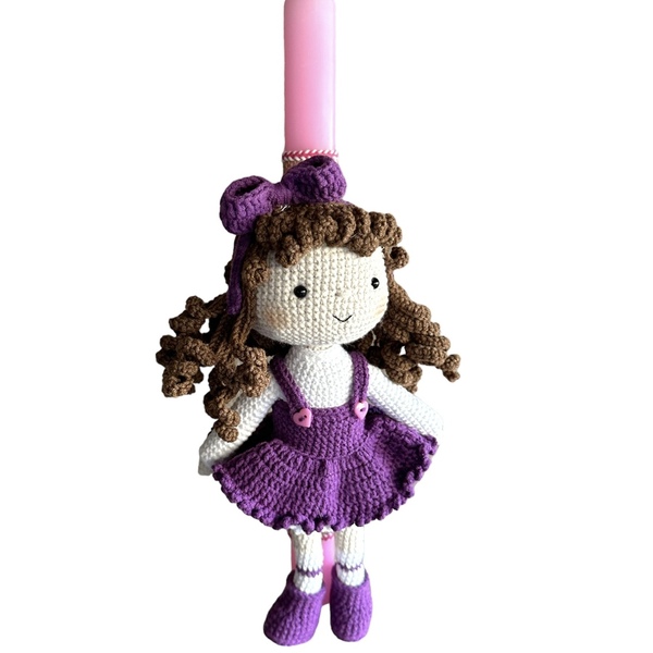 Λαμπάδα πλεκτή κούκλα Bella 38 cm - κορίτσι, λαμπάδες, για παιδιά, παιχνιδολαμπάδες - 4