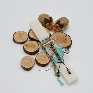 Χειροποίητη λαμπάδα ξύλινο μπρελόκ Vespa και λεπτομέρειες μακραμέ - λαμπάδες, για ενήλικες, για εφήβους, με ξύλινο στοιχείο - 3