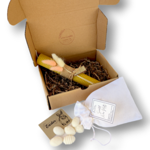 Πασχαλινό Gift Box με Λαμπάδα Κηρήθρας & Wax Melts - κορίτσι, λουλούδια, λαμπάδες, σετ, για ενήλικες