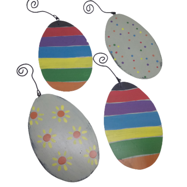 Σετ 4 μεταλλικά κρεμαστά διακοσμητικά αυγά ( 11 χ 7 εκ.) β - κορίτσι, σετ, διακοσμητικά, για παιδιά, για ενήλικες - 2