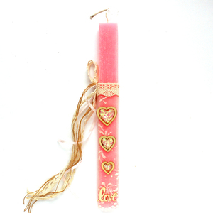 Λαμπάδα shabby chic "Love", σε αρωματικό κερί - κορίτσι, λαμπάδες, για ενήλικες, αρωματικές λαμπάδες - 3