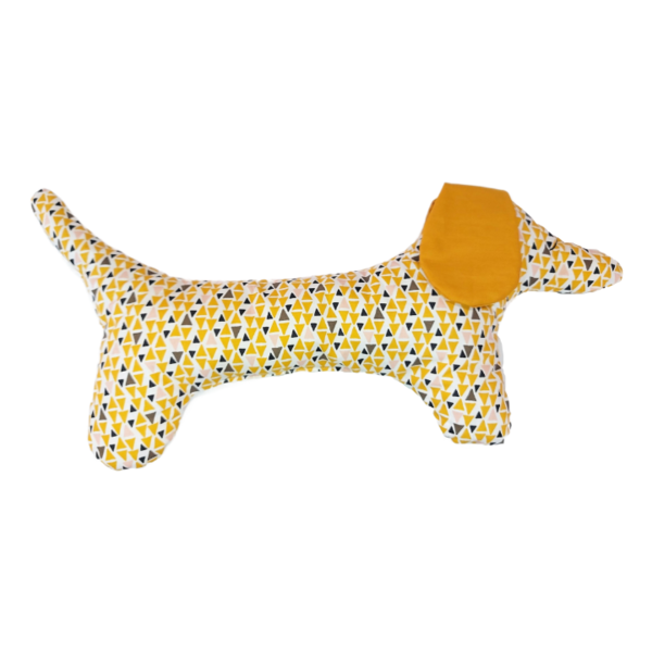 Μαξιλαράκι σκυλάκι με γεωμετρικό μοτίβο σε κίτρινο χρώμα - κορίτσι, αγόρι, σκυλάκι, μαξιλάρια, ζωάκια