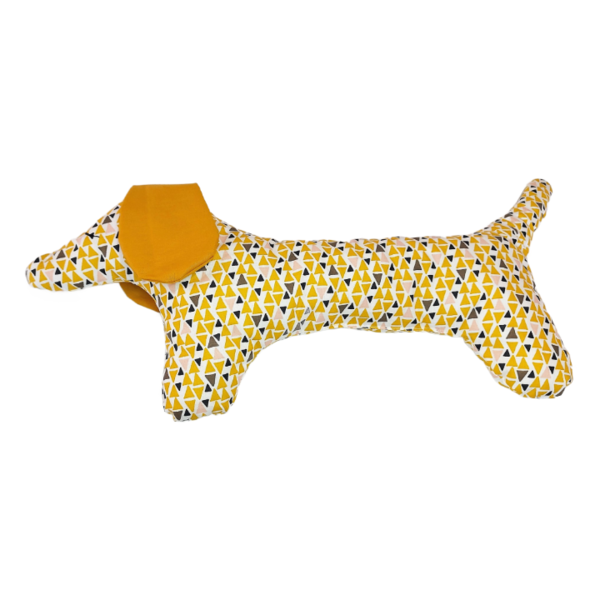 Μαξιλαράκι σκυλάκι με γεωμετρικό μοτίβο σε κίτρινο χρώμα - κορίτσι, αγόρι, σκυλάκι, μαξιλάρια, ζωάκια - 2
