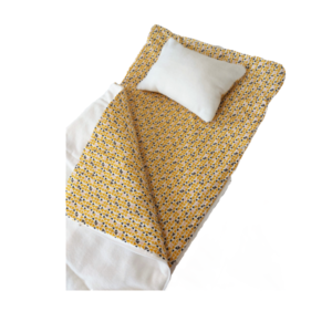 Παιδικός υπνόσακος σε λευκό κ κίτρινο χρώμα και μαξιλάρι, sleeping bag, διάστασης 58εκ x 130εκ