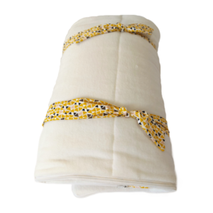 Παιδικός υπνόσακος σε λευκό κ κίτρινο χρώμα και μαξιλάρι, sleeping bag, διάστασης 58εκ x 130εκ - 2