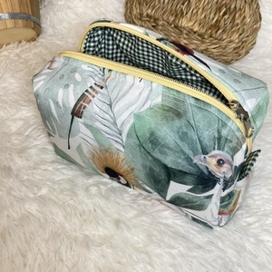 Νεσεσέρ 2 όψεων / Pouch Bag Μ "εξωτικά πουλιά" (20x10x10) - ύφασμα, δώρα για γυναίκες, καλλυντικών, ταξιδίου - 4