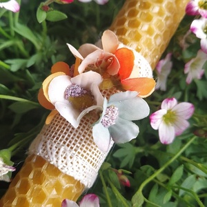 Λαμπάδα από φυσικό μελισσοκέρι 30 εκ - κορίτσι, λουλούδια, λαμπάδες, για ενήλικες, για εφήβους - 4