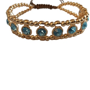 Βραχιόλι Swarovski επιχρυσωμένο - επιχρυσωμένα, μακραμέ, χάντρες, χεριού, αυξομειούμενα