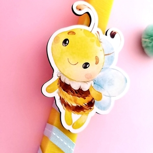 Beezzzzz.... Μελισσούλα κίτρινη ζαγρέ λαμπάδα - αγόρι, λαμπάδες, ζωάκια, για μωρά
