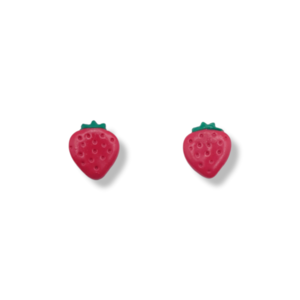 "Strawberry Studs" I Χειροποίητα μοντέρνα καρφωτά σκουλαρίκια από πολυμερικό πηλό 1cm - χρώμα κόκκινο - πηλός, καρφωτά, μικρά, καρφάκι, φθηνά