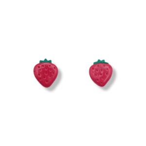 "Strawberry Studs" I Χειροποίητα μοντέρνα καρφωτά σκουλαρίκια από πολυμερικό πηλό 1cm - χρώμα κόκκινο - πηλός, καρφωτά, μικρά, καρφάκι, φθηνά - 3
