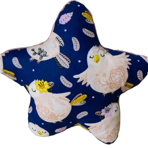 Μαξιλάρι αστεράκι velvet κουκουβάγιες 30 cm - κορίτσι, μαξιλάρια, δώρο γέννησης, δώρο γεννεθλίων