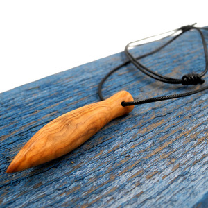 Ανδρικό χειροποίητο κολιέ surf style μοναδικό, απο ξύλο ελιάς 6,5 x 1,3 εκ. - ξύλο, κολιέ - 5