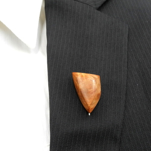 Καρφίτσα γραβάτας χειροποίητη, μοναδική, απο ξύλο ελιάς 3 x 2 εκ. - ξύλο - 3