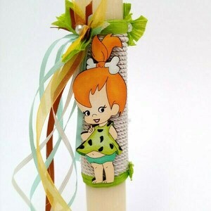 Αρωματική λαμπάδα ιβουάρ με ξύλινο στοιχείο "σταλίτσα - κορίτσι, λαμπάδες, για παιδιά, ήρωες κινουμένων σχεδίων - 3