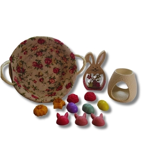 Πακέτο δώρου Easter Edition: "Pink Roses" Basket - σετ, διακοσμητικά, πασχαλινά δώρα, soy candle, διακοσμητικό πασχαλινό - 2
