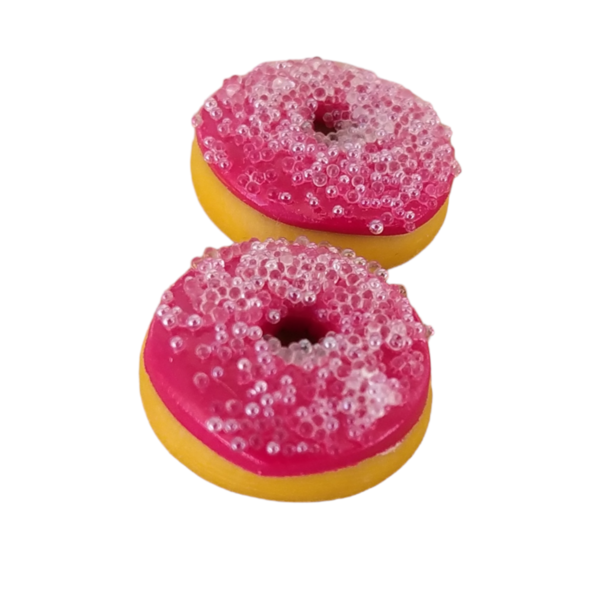 Σετ δαχτυλίδι και καρφωτά σκουλαρίκια donut με γλάσο φράουλα / μεσαία / ατσάλι / Twice Treasured - πηλός, cute, καρφωτά, γλυκά, σετ κοσμημάτων - 4