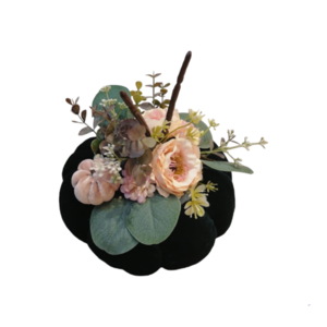 Κολοκύθα χειροποίητη κυπαρισσί με λουλούδια 22 εκ ύψος κ 23 εκ πλάτος - ύφασμα, διακοσμητικά