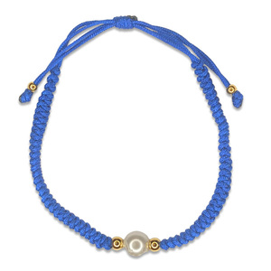 Βραχιόλι Πλεχτό Φίδι Μπλε Με Μαργαριτάρι - μαργαριτάρι, κορδόνια, χεριού, αυξομειούμενα