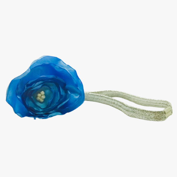 Λαμπάδα για κορίτσι με κορδέλα για τα μαλλιά στολισμένη με Γαλάζιο σατέν λουλούδι - κορίτσι, λουλούδια, λαμπάδες, για παιδιά, για εφήβους - 2