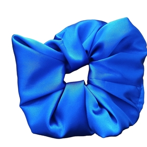 Scrunchie XXL σατέν μπλέ - ύφασμα, σατέν, μαμά, λαστιχάκια μαλλιών