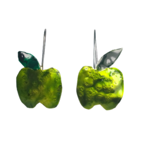 Σκουλαρίκια σφυρήλατα πράσινα μήλα - αλπακάς, δώρο, κρεμαστά
