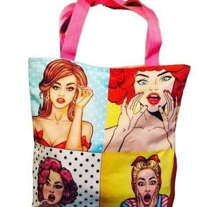 Tote bag pop art - ύφασμα, ώμου, all day, tote, πάνινες τσάντες