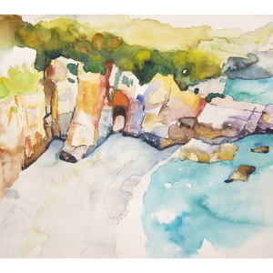 Ακουαρέλλα "Θαλασσινό τοπίο" - πίνακες & κάδρα, πίνακες ζωγραφικής