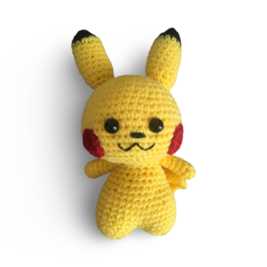 Χειροποίητο πλεκτό κουκλάκι pikachu δωράκι για το βαφτιστήρι amigurumi - λούτρινα, δωράκι, amigurumi