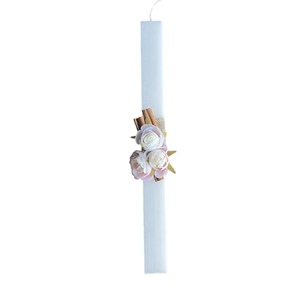 Λαμπάδα λευκή αρωματική γυναικεία με κανέλα και λουλούδια, 32 εκ. - κορίτσι, λαμπάδες, για παιδιά, για εφήβους