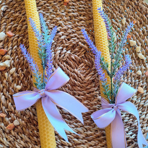 Χειροποίητη λαμπάδα 35cm από φυσικό μελισσοκέρι - κορίτσι, λουλούδια, λαμπάδες, για ενήλικες, για εφήβους - 3
