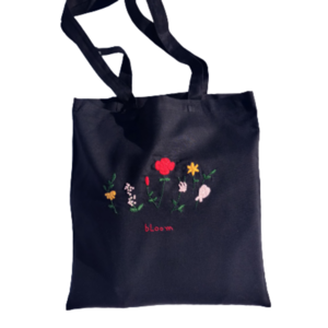 Πάνινη tote bag "bloom" - ύφασμα, ώμου, μεγάλες, all day, πάνινες τσάντες