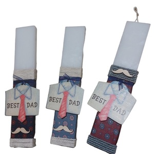 Πασχαλινή λαμπάδα πλακε λευκη 25εκ <<super dad>> - αγόρι, λαμπάδες, μπαμπάς, για ενήλικες