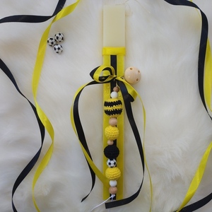Κίτρινη λαμπάδα με κλιπ πιπίλας ΑΕΚ - αγόρι, λαμπάδες, για μωρά, σπορ και ομάδες - 4